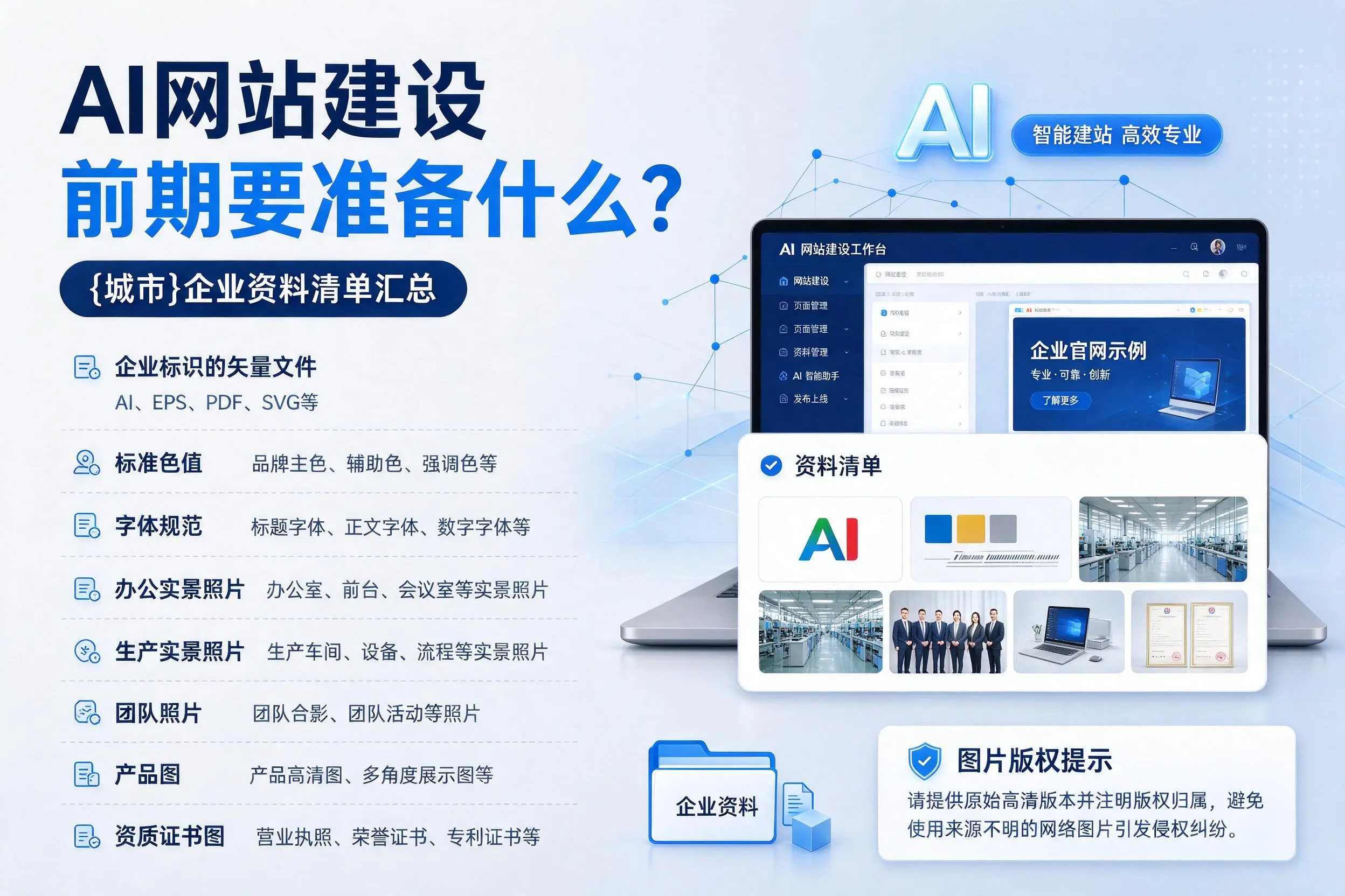 AI网站建设前期要准备什么？鄂尔多斯企业资料清单汇总